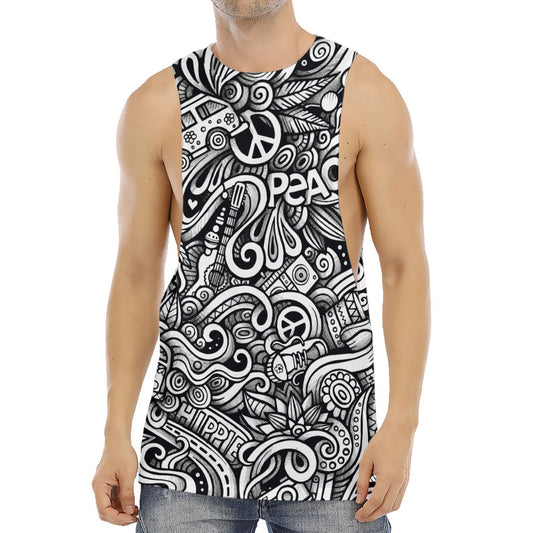 Graffiti Surfing Pattern Print Men's Muscle Tank Top