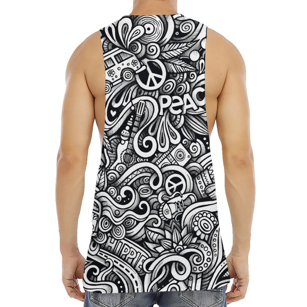 Graffiti Surfing Pattern Print Men's Muscle Tank Top
