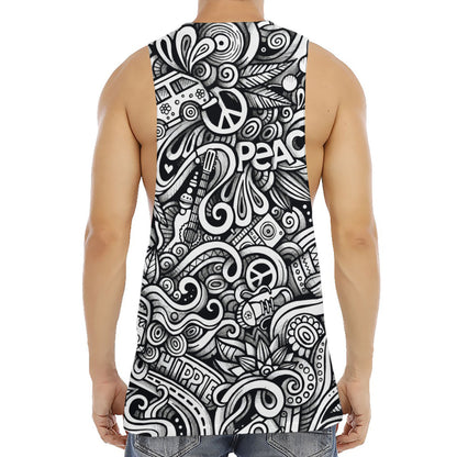 Graffiti Surfing Pattern Print Men's Muscle Tank Top