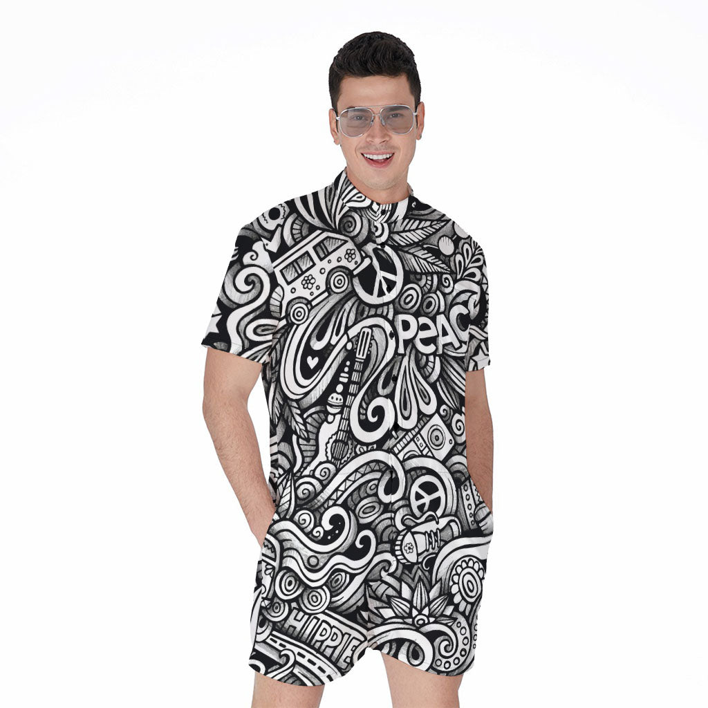 Graffiti Surfing Pattern Print Men's Rompers
