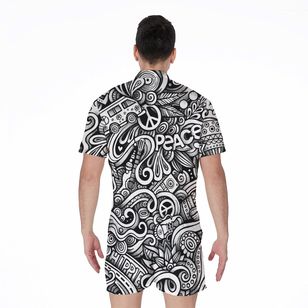 Graffiti Surfing Pattern Print Men's Rompers
