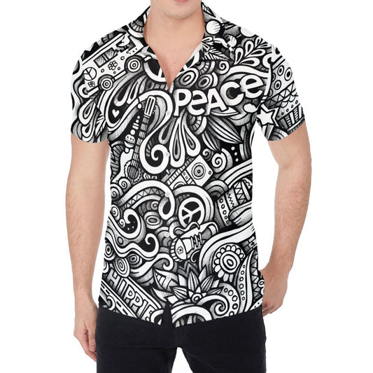 Graffiti Surfing Pattern Print Men's Shirt