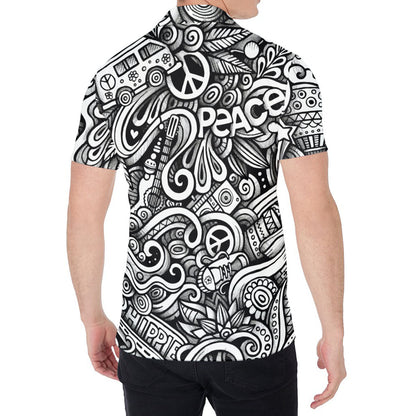 Graffiti Surfing Pattern Print Men's Shirt