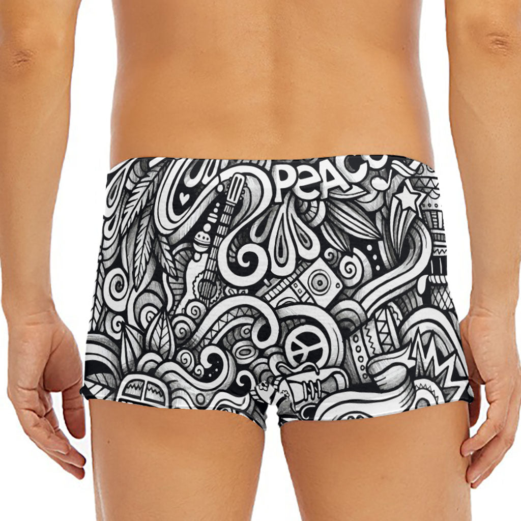 Graffiti Surfing Pattern Print Men's Short Boxer Briefs