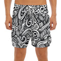 Graffiti Surfing Pattern Print Men's Split Running Shorts