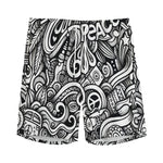 Graffiti Surfing Pattern Print Men's Sports Shorts