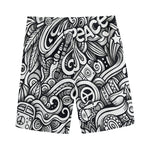 Graffiti Surfing Pattern Print Men's Sports Shorts
