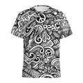 Graffiti Surfing Pattern Print Men's Athletic T-Shirt