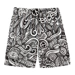Graffiti Surfing Pattern Print Men's Swim Trunks