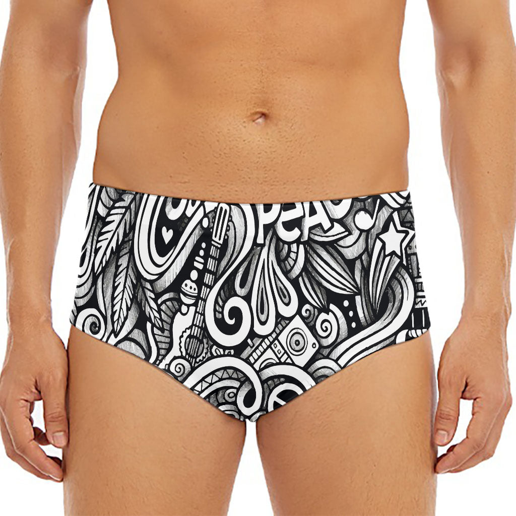 Graffiti Surfing Pattern Print Men's Triangle Swim Briefs