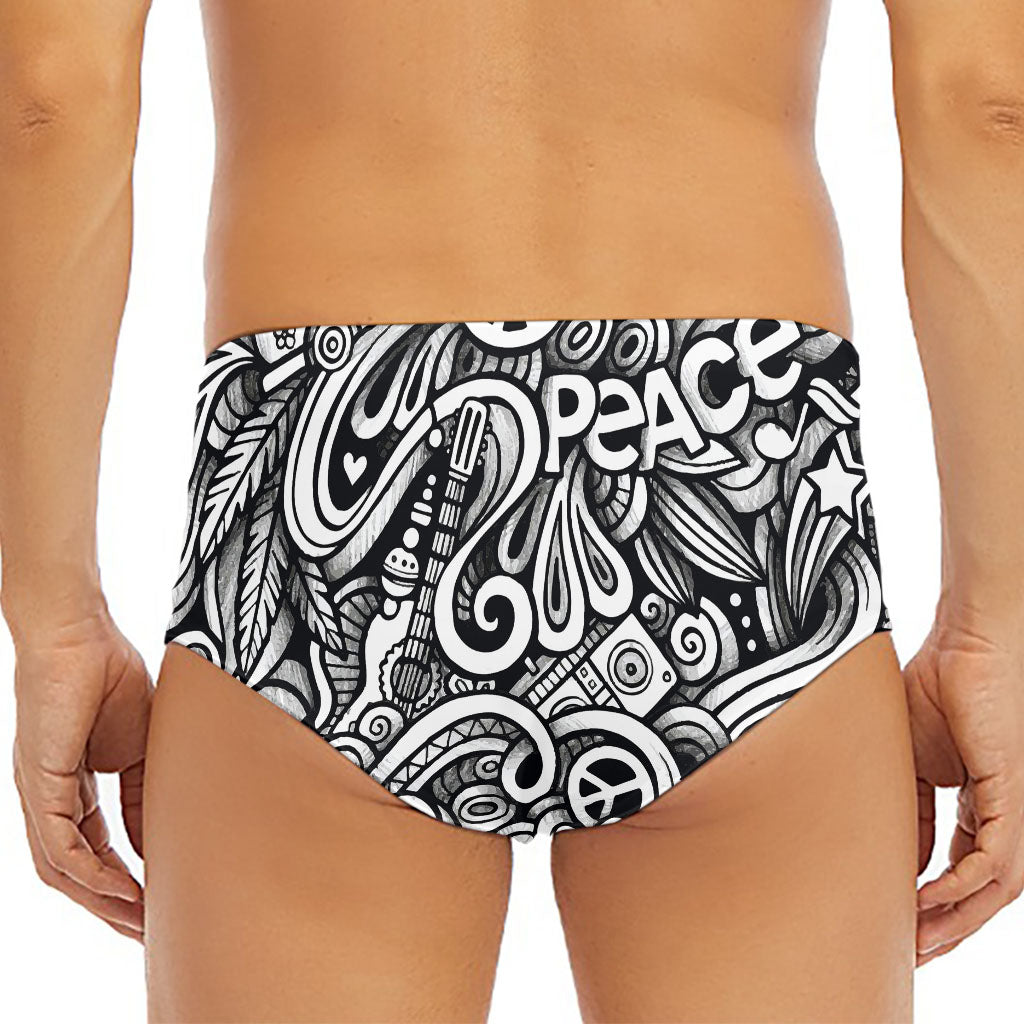 Graffiti Surfing Pattern Print Men's Triangle Swim Briefs