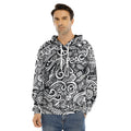 Graffiti Surfing Pattern Print Men's Velvet Pullover Hoodie