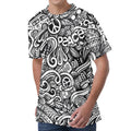 Graffiti Surfing Pattern Print Men's Velvet T-Shirt