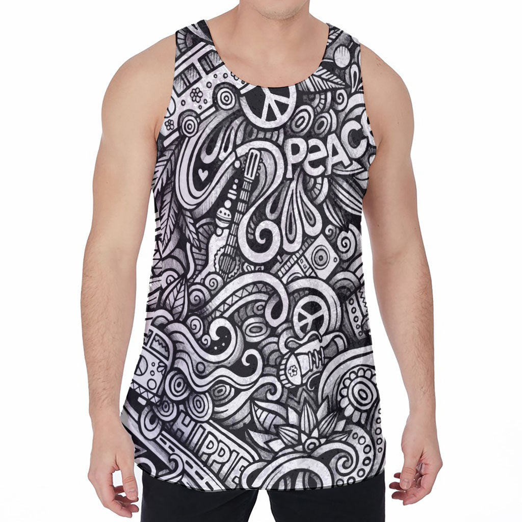 Graffiti Surfing Pattern Print Men's Velvet Tank Top
