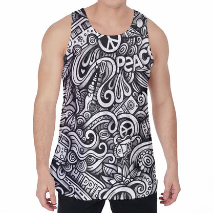 Graffiti Surfing Pattern Print Men's Velvet Tank Top