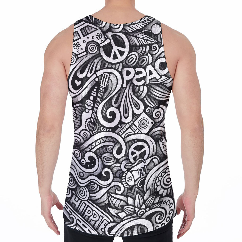 Graffiti Surfing Pattern Print Men's Velvet Tank Top