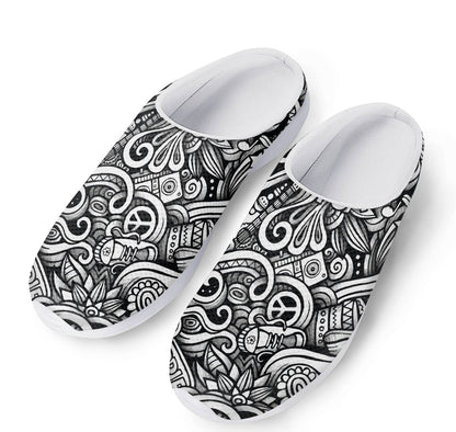 Graffiti Surfing Pattern Print Mesh Casual Shoes