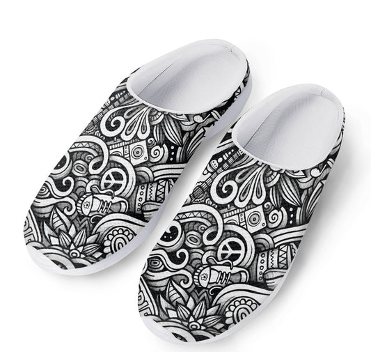 Graffiti Surfing Pattern Print Mesh Casual Shoes