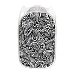 Graffiti Surfing Pattern Print Mesh Laundry Hamper
