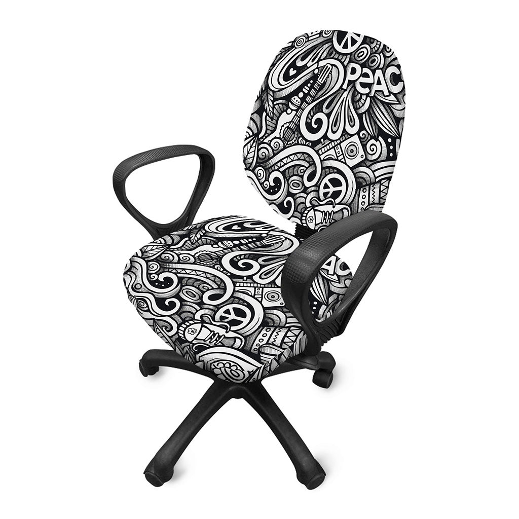 Graffiti Surfing Pattern Print Office Chair Cover