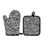 Graffiti Surfing Pattern Print Oven Mitt And Pot Holder Set