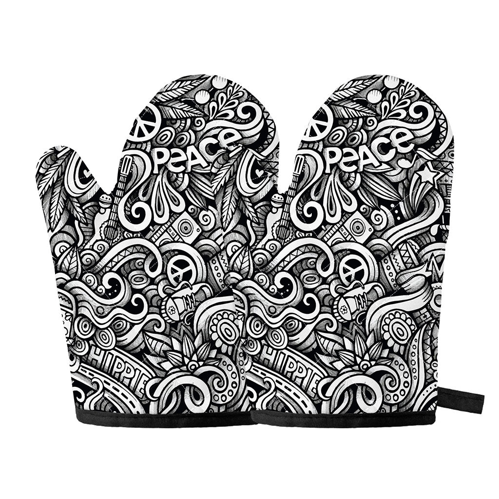 Graffiti Surfing Pattern Print Oven Mitts