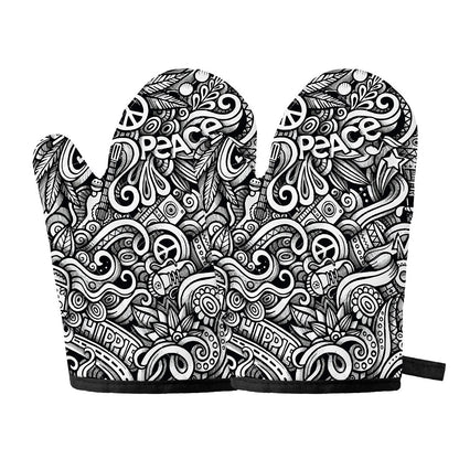 Graffiti Surfing Pattern Print Oven Mitts