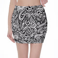 Graffiti Surfing Pattern Print Pencil Mini Skirt
