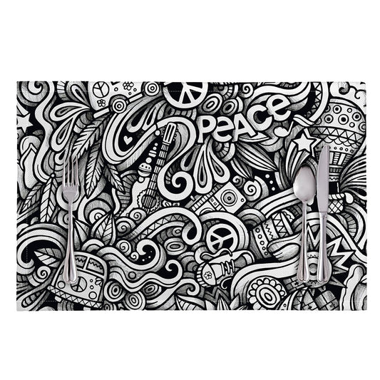 Graffiti Surfing Pattern Print Placemat