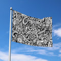 Graffiti Surfing Pattern Print Polyester Flag