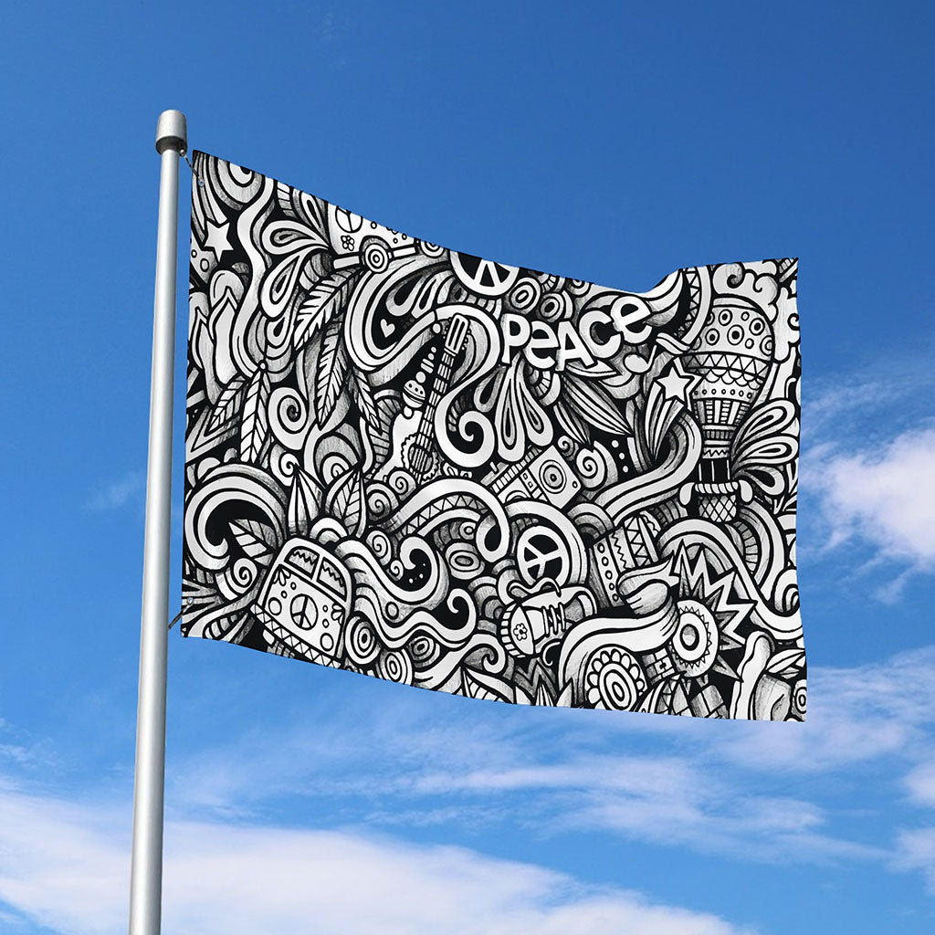Graffiti Surfing Pattern Print Polyester Flag