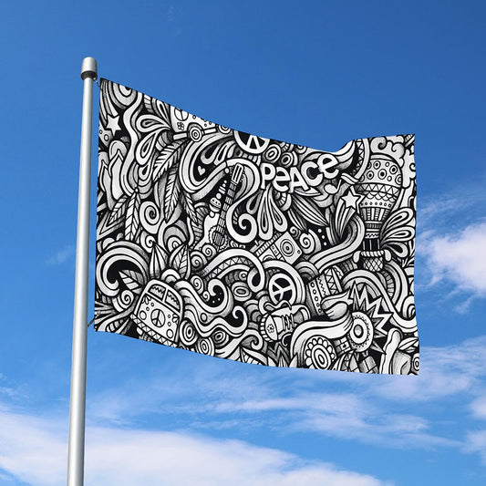 Graffiti Surfing Pattern Print Polyester Flag