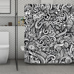 Graffiti Surfing Pattern Print Polyester Shower Curtain