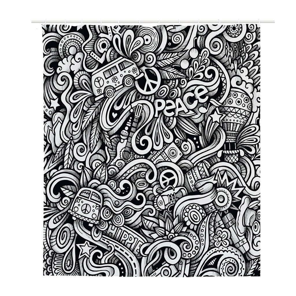 Graffiti Surfing Pattern Print Polyester Shower Curtain
