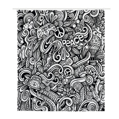 Graffiti Surfing Pattern Print Polyester Shower Curtain