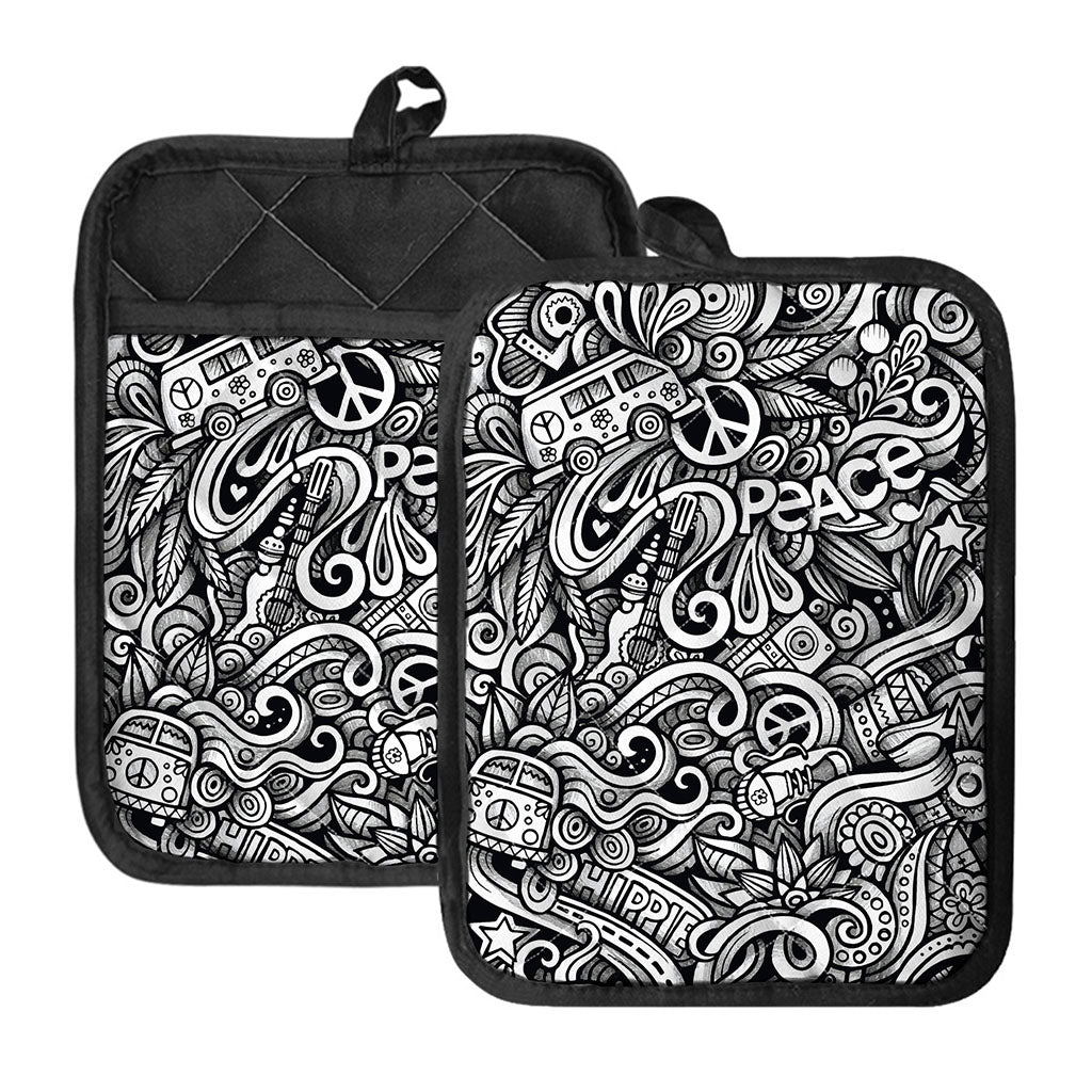 Graffiti Surfing Pattern Print Pot Holders With Pocket