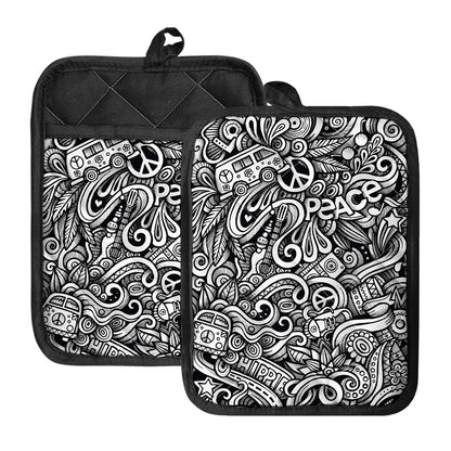 Graffiti Surfing Pattern Print Pot Holders With Pocket