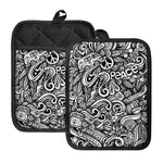Graffiti Surfing Pattern Print Pot Holders With Pocket