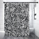 Graffiti Surfing Pattern Print Premium Shower Curtain