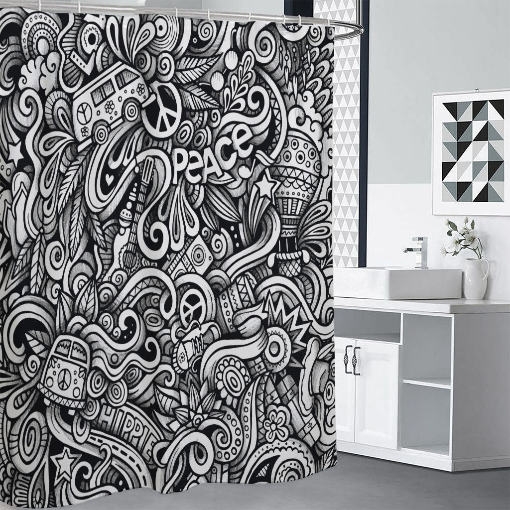 Graffiti Surfing Pattern Print Premium Shower Curtain