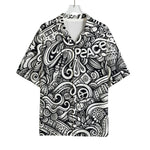 Graffiti Surfing Pattern Print Rayon Hawaiian Shirt