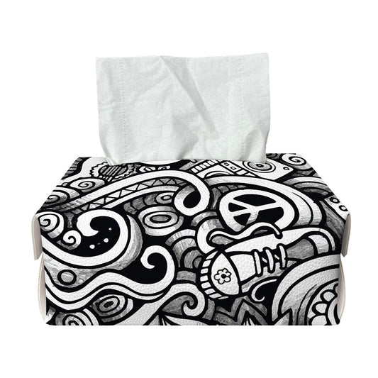 Graffiti Surfing Pattern Print Rectangle Tissue Box Cover