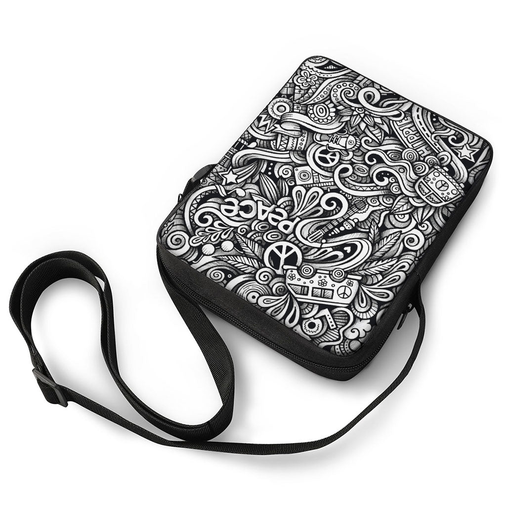Graffiti Surfing Pattern Print Rectangular Crossbody Bag