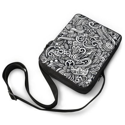 Graffiti Surfing Pattern Print Rectangular Crossbody Bag
