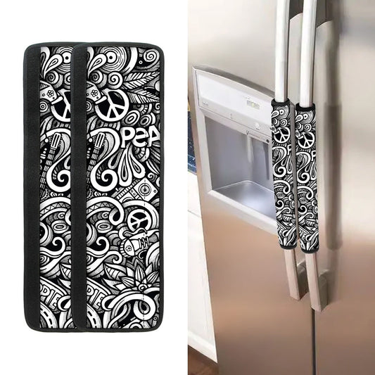 Graffiti Surfing Pattern Print Refrigerator Handle Covers