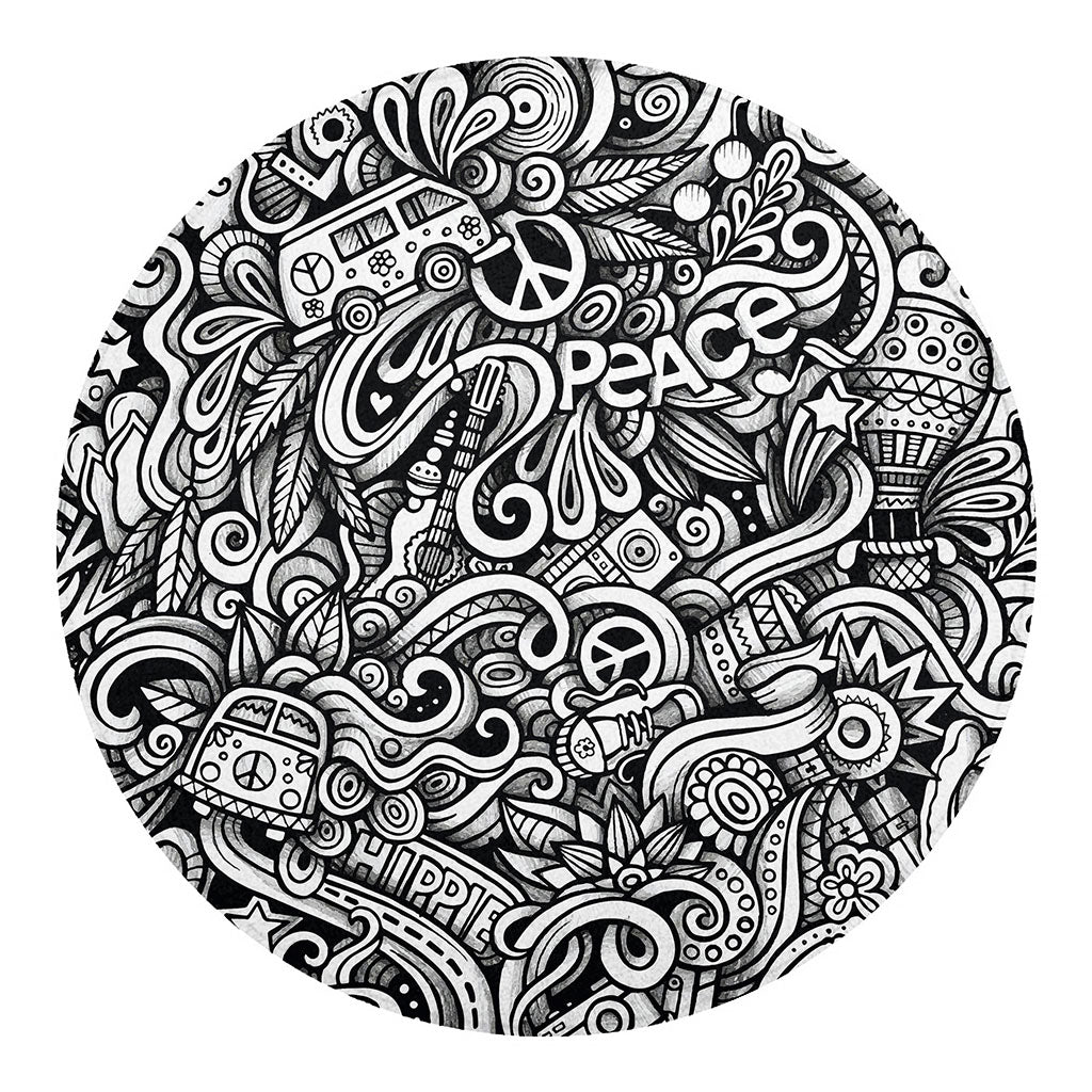 Graffiti Surfing Pattern Print Round Blanket