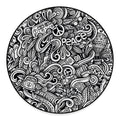 Graffiti Surfing Pattern Print Round Floor Mat