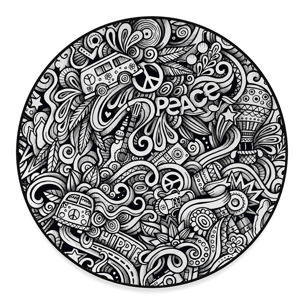 Graffiti Surfing Pattern Print Round Floor Mat
