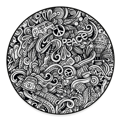 Graffiti Surfing Pattern Print Round Floor Mat