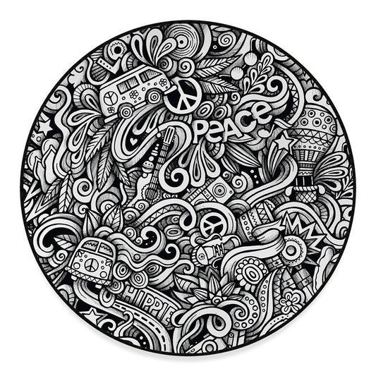 Graffiti Surfing Pattern Print Round Floor Mat